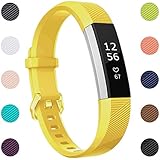 Maledan Bands Compatible with Fitbit Alta Women Men, Waterproof Replacement Band Strap for Fitbit Alta HR/Alta/Ace Kids, Small, Mango Yellow