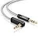 CableCreation 10 Feet 3.5mm Auxiliary Audio Cable 90 Degree Right Angle Compatible with Apple iPhone, iPod, iPad, Samsung,Smartphones & Tablets and Speakers,24K Gold Plated, Black & White primary