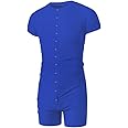 DLSMDOUS Mens Short Sleeve Onesie Pajamas Sexy Lounge One Piece Jumpsuit Adult Stretchy Romper