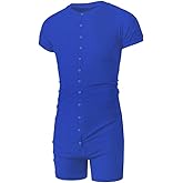 DLSMDOUS Mens Short Sleeve Onesie Pajamas Sexy Lounge One Piece Jumpsuit Adult Stretchy Romper