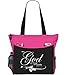 Matthew 19:26 With God All Things Are Possible Tote Bag Christian Bible Cover Verse Church Office School Travel Gym Book Organizer - Pink Black