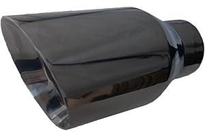 RCCT Black Chrome Exhaust Tip 2.5 To 4 In Outlet Universal Fit SUV Cars & Trucks– Double Wall Outlet, 8" Length Muffler Tip –