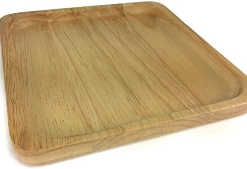 Food Tray Wooden Round Shape Utensil Natural Rubber Handcraft Serving 6 x 6 Inch