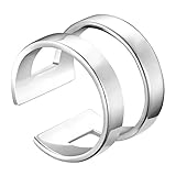 SHEGRACE 925 Sterling Silver Cute Knuckle Rings (Adjustable), Wide Double Bands Cuff Ring