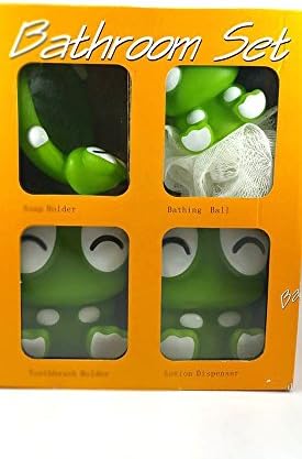 Vegarr Frog Pig Set of four Bathroom Accessary Set for Kids (Soap Holder, Bathroom Ball, Toothbrush Holder, Lotion Dispenser)