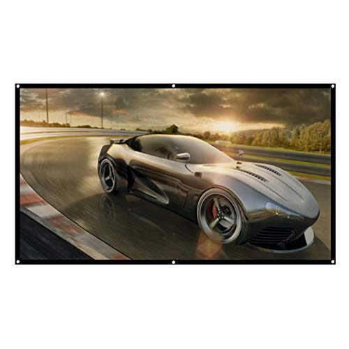 Tonysa 60-100inch 16:9 HD Projector Screen 3D Film Portable Screen Curtains Indoor and Outdoor Projection Screen with Foldable for Movie or Office Presentation(100in)