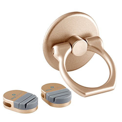 Ring for Phone, WizGear Universal Ring Holder Grip with Stand Holder for Any Smartphones and Device with 2 Base Mounts (Gold)