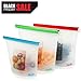 Silchef Reusable Silicone Food Bag - Set of 3 - Silicon Food Storage Bags with Airtight Seal to keep your food fresh - 2 large and 1 medium size