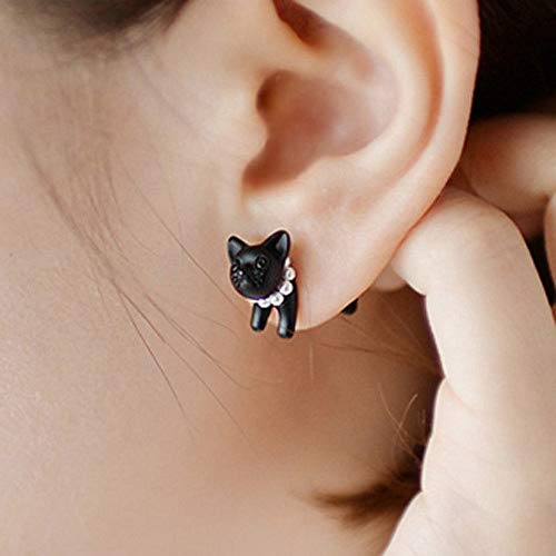 Cat Stud Earrings Sterling Silver Ear Studs Freshwater Cultured Pearl Stud Earrings for Women