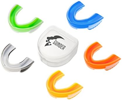 Gunder Professional Sports Mouthguard for adult &amp; youth | men &amp; woman with a plastic case, custom fit sport mouth guard, teeth &amp; jaw protect | strapless sportswear protection