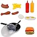 Liberty Imports Fast Food Playset with Cooking Pan and Spatula - 25-Piece Kitchen Pretend Play Toy Set for Toddlers Kids (Cheese Burger, Hotdog, Chicken, Condiments and More)