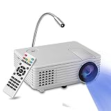 Mini Proyector LED, Yokkao® Videoproyector Portátil LED LCD a todo color con 800 Lúmenes, Proyector multimedia portátil Home Cinema soporta TV / HDMI / USB / VGA + Lamparita LED de regalo (Color blanco)