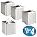 mDesign Metal Square Tissue Box Cover for Bathroom - Modern Steel Holder/Dispenser for Paper Facial Tissues - Bathroom Tissue Box Cube for Counter - Avia Collection - 4 Pack - Brushed Stainless Steel