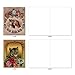 M6638OCB Feline Frames: 10 Assorted Blank All-Occasion Note Cards Featuring Vintage Cats Posing in Victorian Style Gilded Frames covered by Colorful Flowers, w/White Envelopes.