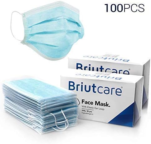 Briutcare Antiviral Masks (100 Pcs) | Premium Quality Disposable Medical Masks | 3 Ultra Thick Filter Layers Non-Woven Mouth Masks | Masks For Germ Protection | Dental Masks
