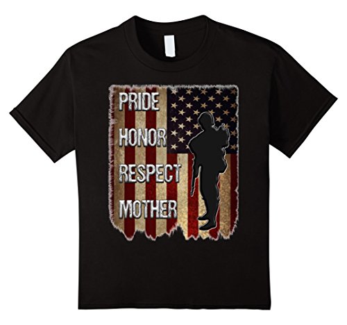 Kids Pride Honor Respect Mother Shirt Military Family Pride Shirt 4 Black