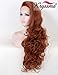 K'ryssma #350 Copper Red Lace Front Wig Glueless Auburn Long Wavy Synthetic Wigs for Women 24 inches Ginger Synthetic Wig Heat Resistant
