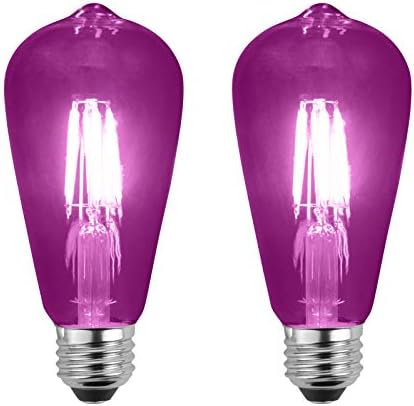 SLEEKLIGHTING LED 4Watt Filament ST64 Purple Colored Light Bulbs – UL Listed, E26 Base Lightbulb – Energy Saving - Lasts for 25000 Hours - Heavy Duty Glass - 4 Pack