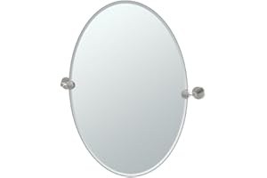 Gatco 4299 Latitude II Frameless Oval Mirror, Satin Nickel, 26.5 Inch