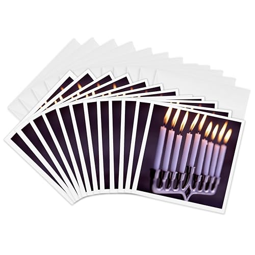 3dRose Hanukkah Candles - Greeting Cards, 6 x 6 inches, set of 12 (gc_4580_2)