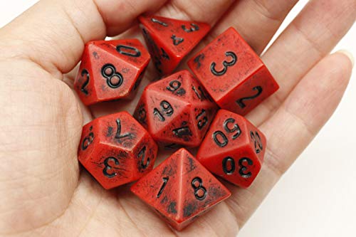 HD Dice DND RPG Red Retro Dice Set Fit Dungeons and Dragons(D&D) Pathfinder Role Playing Games Ancient Acrylic Dice - Thumbnail 4