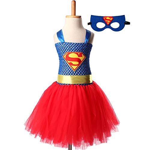 Superman Batman Girls Tutu Dress with Mask Super Hero Inspired Baby Costume Kid
