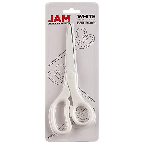 image for JAM PAPER Multi-Purpose Precision Scissors - 8 Inch - White - Ergonomi