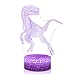 3D Illusion Velociraptor Dinosaur Night Lamp, 7 Color Change, Touch White Crack Base