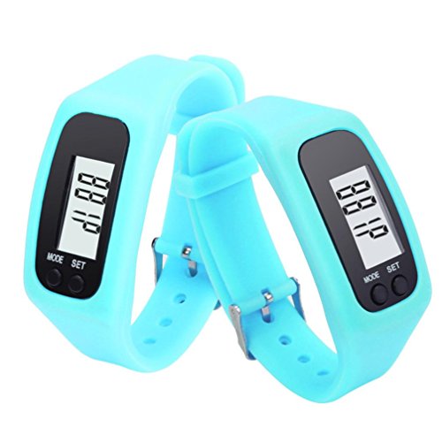 Sports Watch,FUNIC Digital LCD Pedometer Run Step Walking Distance Calorie Counter Watch (Sky Blue)