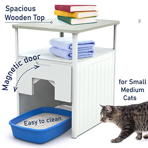 Palram Pets Max Cat Litter Box Nightstand Enclosure, Tall Litter Box Hidden Washroom
