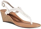 Twisted Women's Riley Braided Gladiator Keyhole Low Wedge Sandal