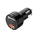 USB C Car Charger AUKEY 33W Fast Car Charger Adapter (18W QC 3.0 USB A + 15W USB C) Dual Port USB Car Charger for iPhone 11 Pro Max SE, Google Pixel 2 3 4 XL, Samsung Galaxy S20 S10 S10+ S10E S9 S8