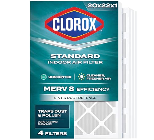 Clorox 20x22x1 Air Filter, MERV 8 Pleated HVAC AC Furnace Air Filters for Lint,…
