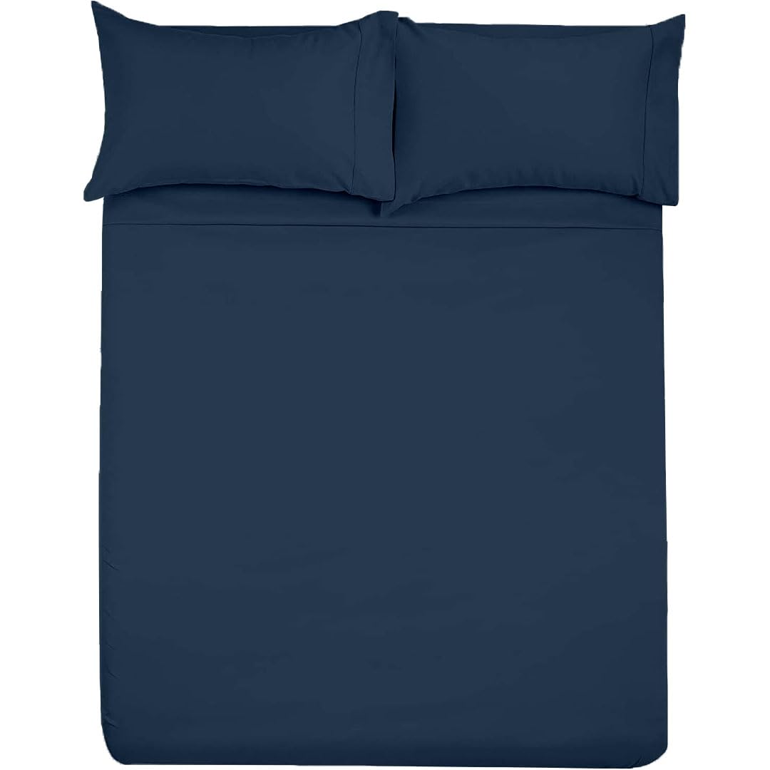 Photo 1 of SlumberWell 4 Piece Luxury Soft Microfiber Fitted Bed Sheet Set for Campers, 8 to 12 Inch Deep Pocket, RV King 72 x 80, Navy Blue
