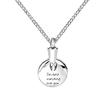 ZARABE Cremation Jewelry Angel Wings I'm here watching over you Memorial Urn Necklace Ash Keepsake
