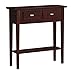 Teegan Solid Wood Hall Entryway Console Sofa Table with Shelf and Two Drawers, Chocolate Oak Brown, Perfect for Entryways, Hallways, and Living Rooms – Leick Home, 10075-CH