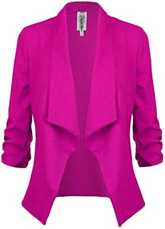 Instar Mode Women's Classic 3/4 Sleeve Open Front Blazer Jacket [S-3X] -Made in USA