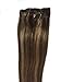 Licoville Clip in Hair Extensions Real Hair Blonde Highlight Human Hair Clip ins 15 Inch 70grams 7pcs Full Thick Medium Brown with Caramel Blonde Highlighted Clip in Extensions for Women