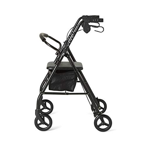 Medline Aluminum Rollator Walker with Seat, Folding Mobility Rolling
