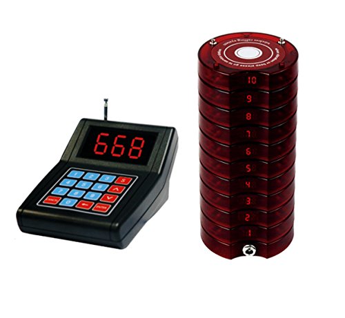 UPC 799695353606, Guest Queue Paging Wireless Calling System 10pcs Restaurant Coaster Pagers and 1pc Call Button Keypad