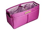 JN & Grace Handbag Organizer [12 Pockets] Premium Polyester / Satin Lining (Medium, Lilac)