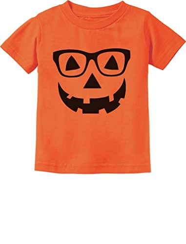 Cute Little Geeky Pumpkin Halloween Jack O' Lantern Toddler/Infant Kids T-Shirt 5/6 Orange