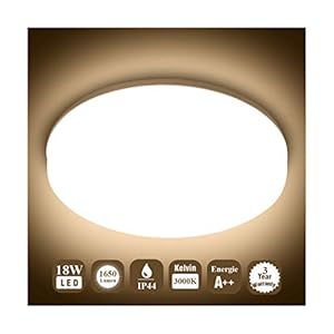 Öuesen 18 W waterdichte led-plafondlamp, moderne dunne ronde led-plafondlamp, 1650 lm, warmwit, 3000 K, led-plafondlamp…