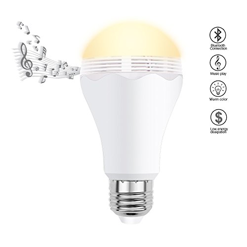 Smart Music Led Light Bulb, MINGER 6.5W 2700K A19 Led Lights With 3W Bluetooth Speaker, Perfect For Desk Lamp, Bedroom, Piano, Hotels, Store, Stage, Holiday Gift