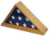 Solid Wood Memorial 5 x 9.5' Flag Display Case for Burial/Funeral/Veteran Flag, (Oak Finish)