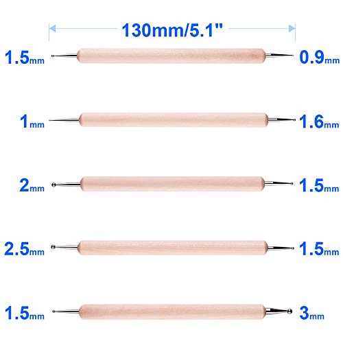 JSDOIN Set 20 Pcs Nail Art Brushes Design Set Dotting Painting Drawing Polish Brush Pen Tools (15Pcs) (Nail Art 10Pcs)