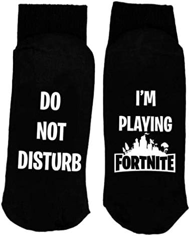 FURU Funny Long Ankle Socks,”Do not disturb,IAM playing fortnite” 1/2/3 Pairs Novetly Socks