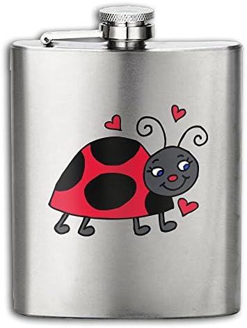 Stainless Steel Hip Flask 6/7/8 OZ (No Funnel) Cute Ladybug Heart Printed