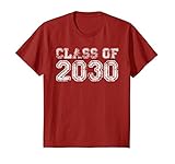 Kids Class of 2030 - Vintage/Retro Future Graduate Tee Shirt 6 Cranberry