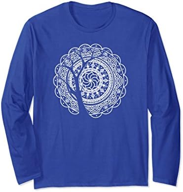 Unisex Bohemian Mandala Tree Shadow Long Sleeve T Shirt 2XL Royal Blue